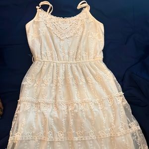 White lace spaghetti strap dress